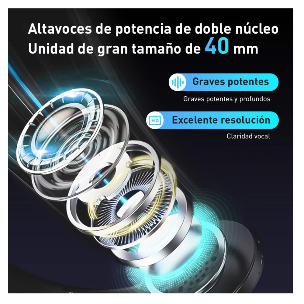 Foto 4 pulgar | Audífonos Bluetooth Diadema Cancelación Ruido Belug  Negro