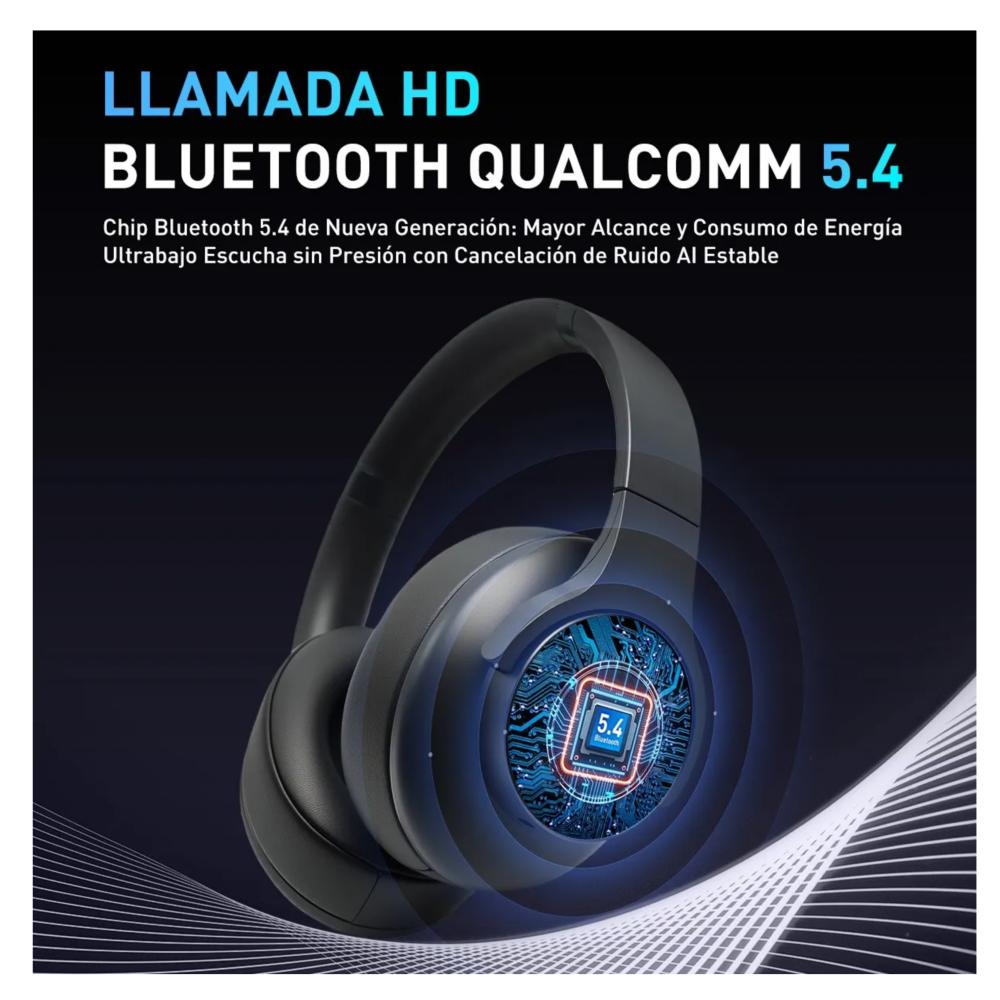 Foto 5 pulgar | Audífonos Bluetooth Diadema Cancelación Ruido Belug  Negro