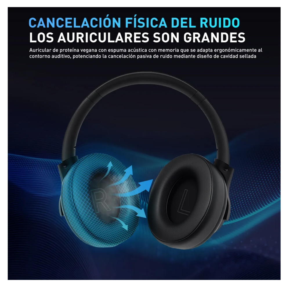 Foto 6 pulgar | Audífonos Bluetooth Diadema Cancelación Ruido Belug  Negro