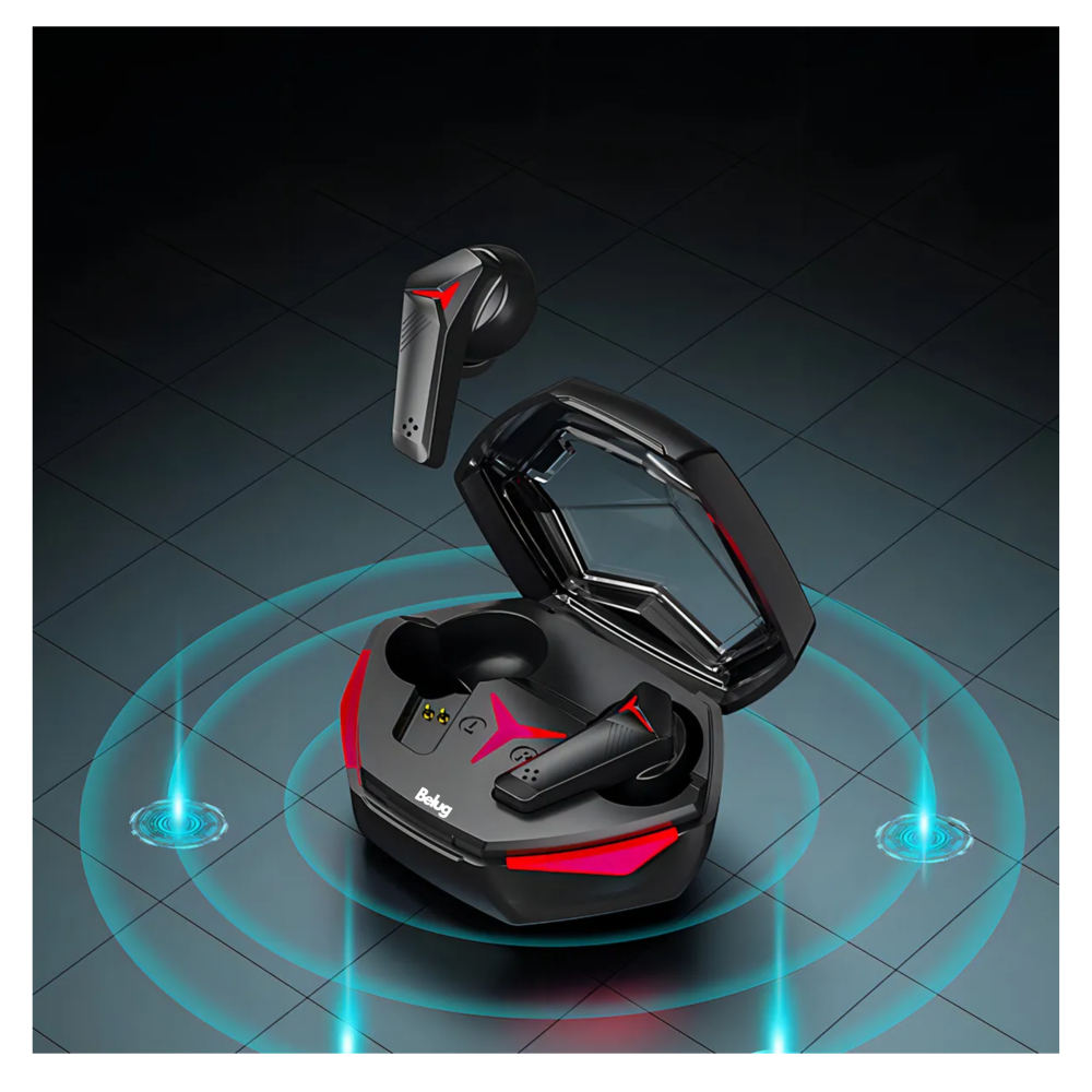 Foto 6 pulgar | Audífonos Inalámbricos Gamer Belug  Negro Rojo