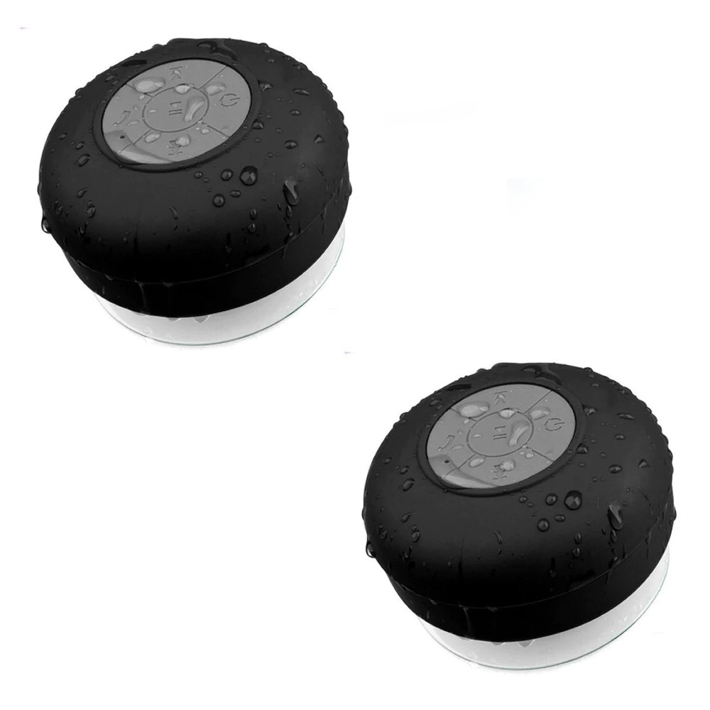 Kit 2 pz Bocinas Bluetooth Genérica para Regadera Resistente Al Agua color Negro