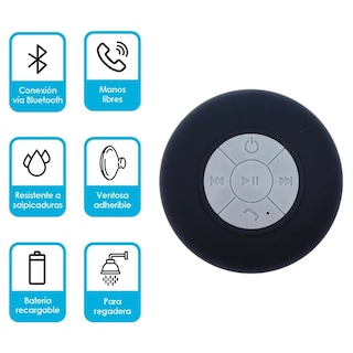Foto 3 | Kit 2 pz Bocinas Bluetooth Genérica para Regadera Resistente Al Agua color Negro