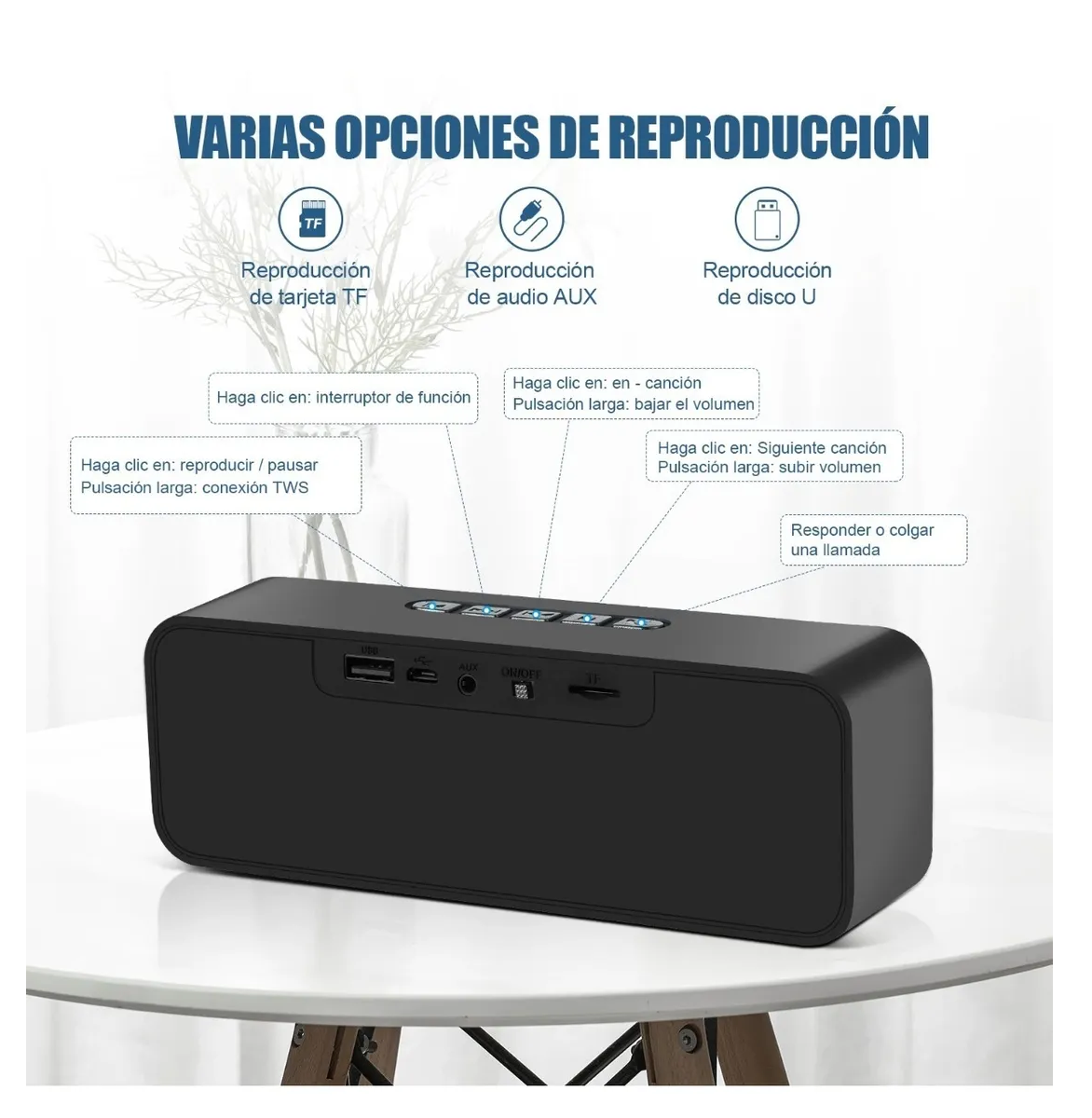 Foto 3 pulgar | Bocina Bluetooth 5.0 Portátil Altavoces Portátiles Duales Eo Safe Imports Esi-396 Negro