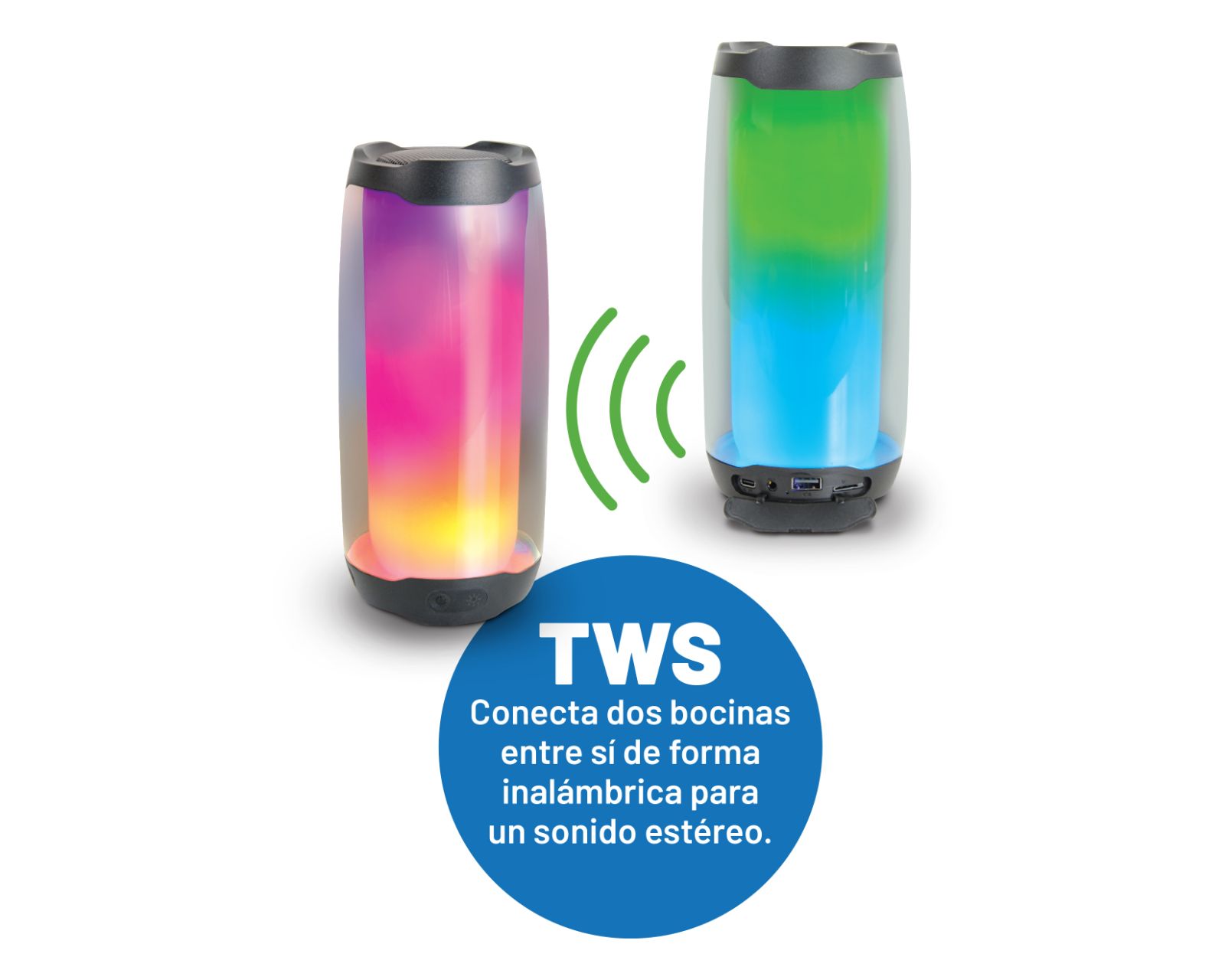 Foto 4 pulgar | Bocina Portátil Misik MS275 Luz LED Tipo Flam Manos Libres Bluetooth Micro SD AUX TWS