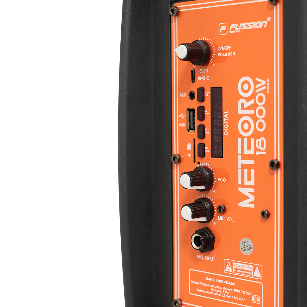 Foto 5 | Bafle Amplificado FUSSION ACUSTIC PBS-9936BK color Negro 8 " 3.7 V