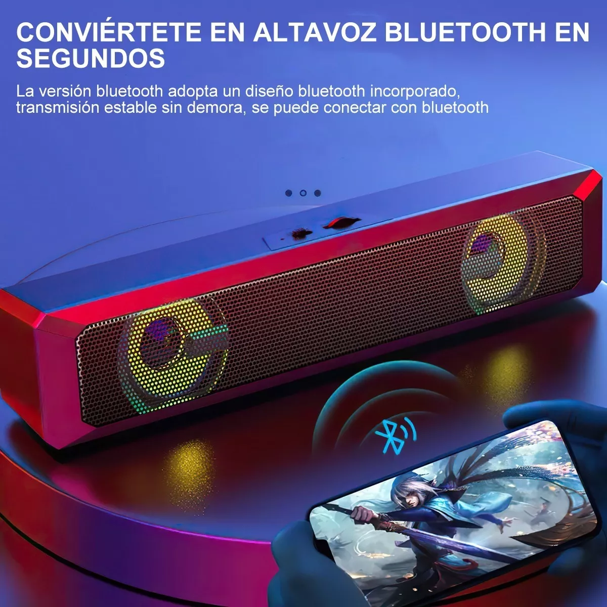 Foto 4 pulgar | Barra De Sonido Recargable Rgb Con Bluetooth Para Juegos Eo Safe Imports Esi-4218 color Negro