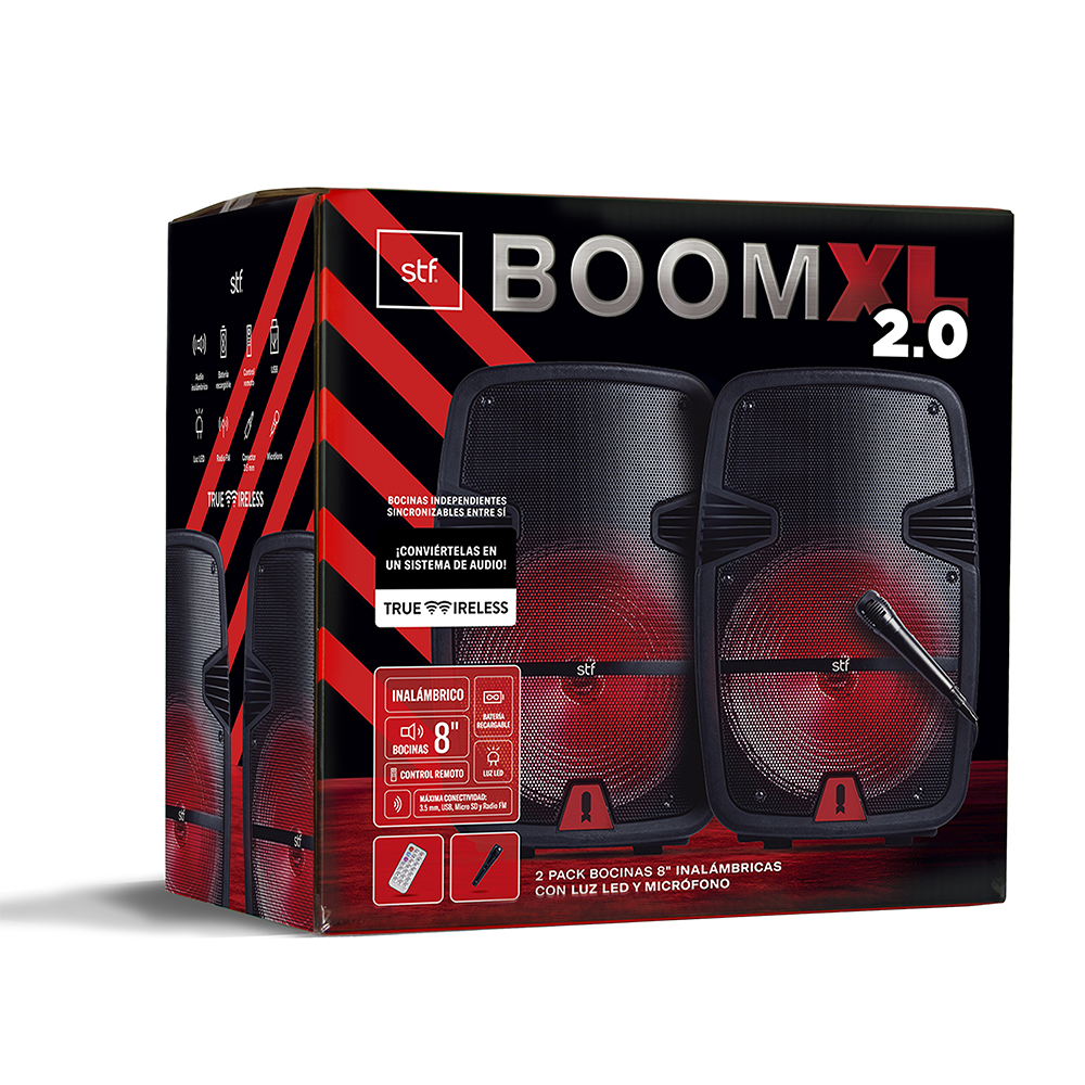 Foto 3 | Bocinas Inalámbricas STF Boom XL 2.0 8'' 2 Piezas + Micrófono