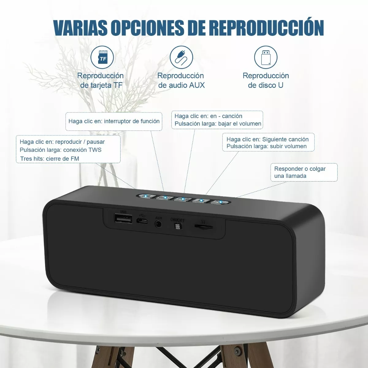 Foto 2 | Bocina Bluetooth 5.0 Portátil Eo Safe Imports Esi-4958 Negro