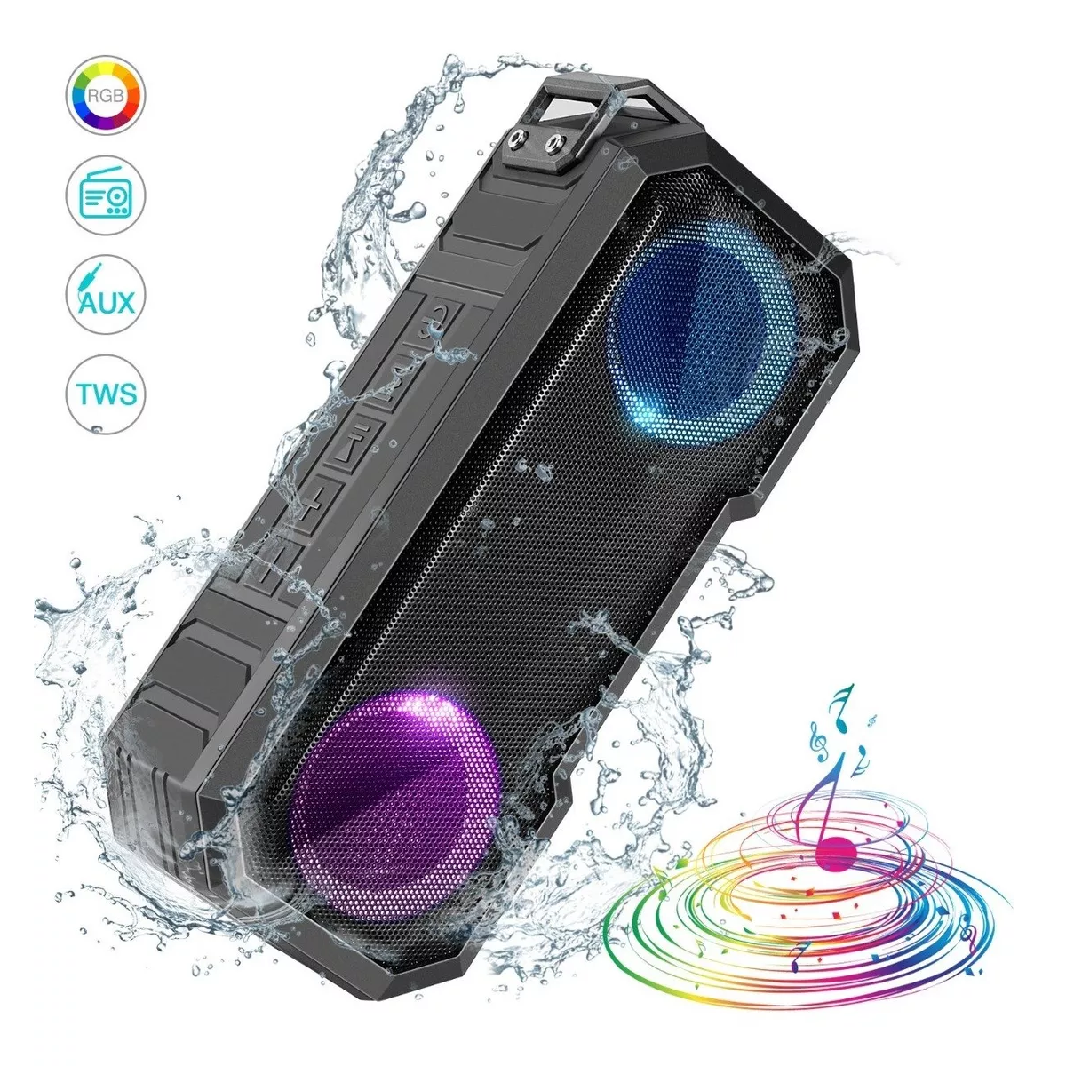 Foto 4 pulgar | Bocinas Bluetooth 5.0 Portátil Belug Altavoces Impermeable Negro