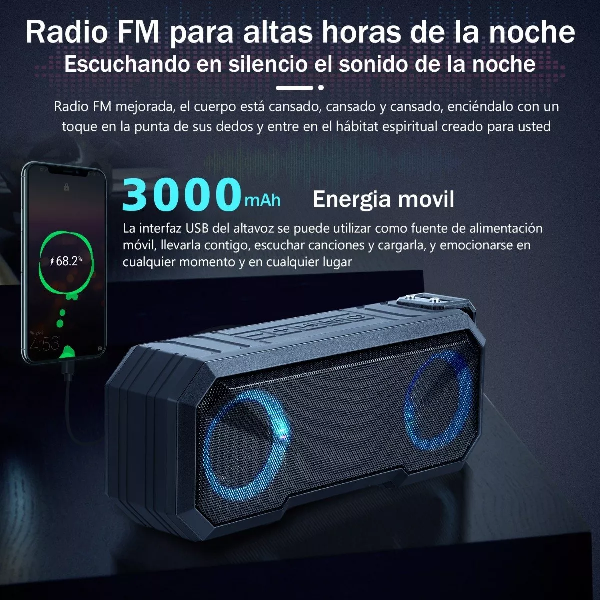 Foto 4 | Bocinas Bluetooth 5.0 Portátil Belug Altavoces Impermeable Negro