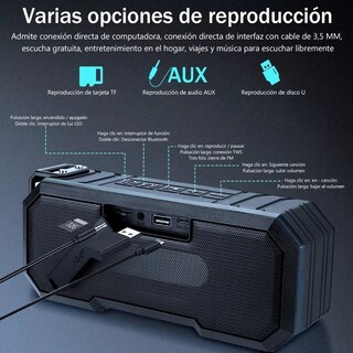 Foto 5 | Bocinas Bluetooth 5.0 Portátil Belug Altavoces Impermeable Negro