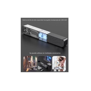 Foto 3 | Barra De Sonido Recargable Bocina Bluetooth Usb Negro