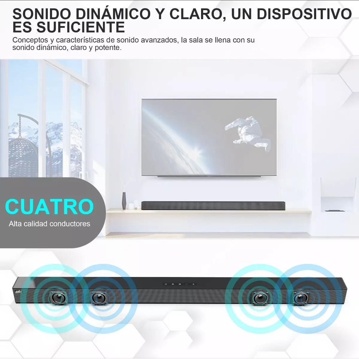 Foto 4 pulgar | Barra De Sonido Bocina Bluetooth Recargable Eo Safe Imports Esi-6040 Negro