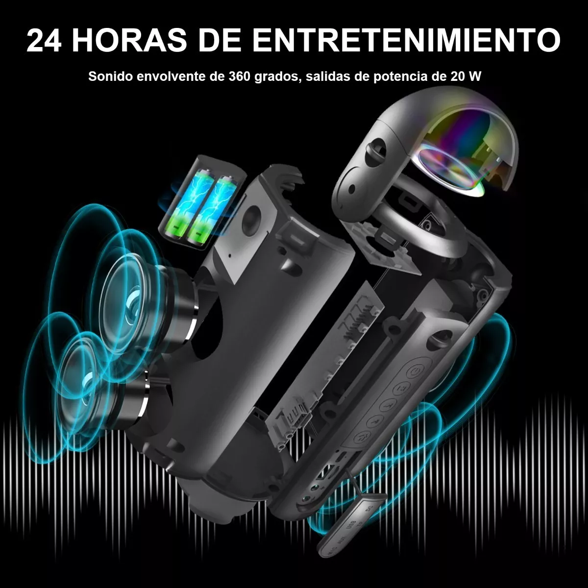 Foto 3 pulgar | Bocina Bluetooth Portátil Eo Safe Imports ESI-6390 color Negro