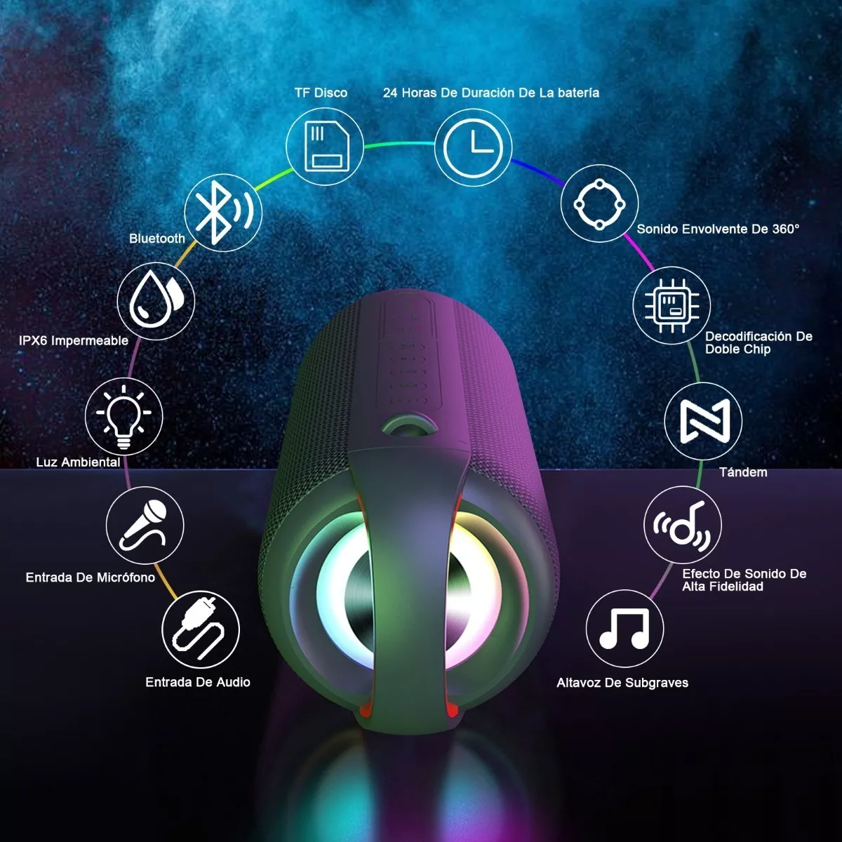 Foto 4 pulgar | Bocina Bluetooth Portátil Eo Safe Imports ESI-6390 color Negro
