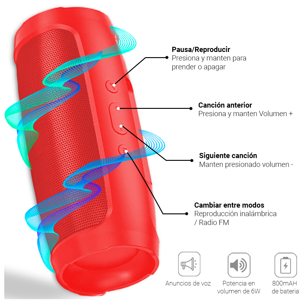 Foto 3 pulgar | Bocina Inalámbrica Shendy Vendy 171 color Rojo