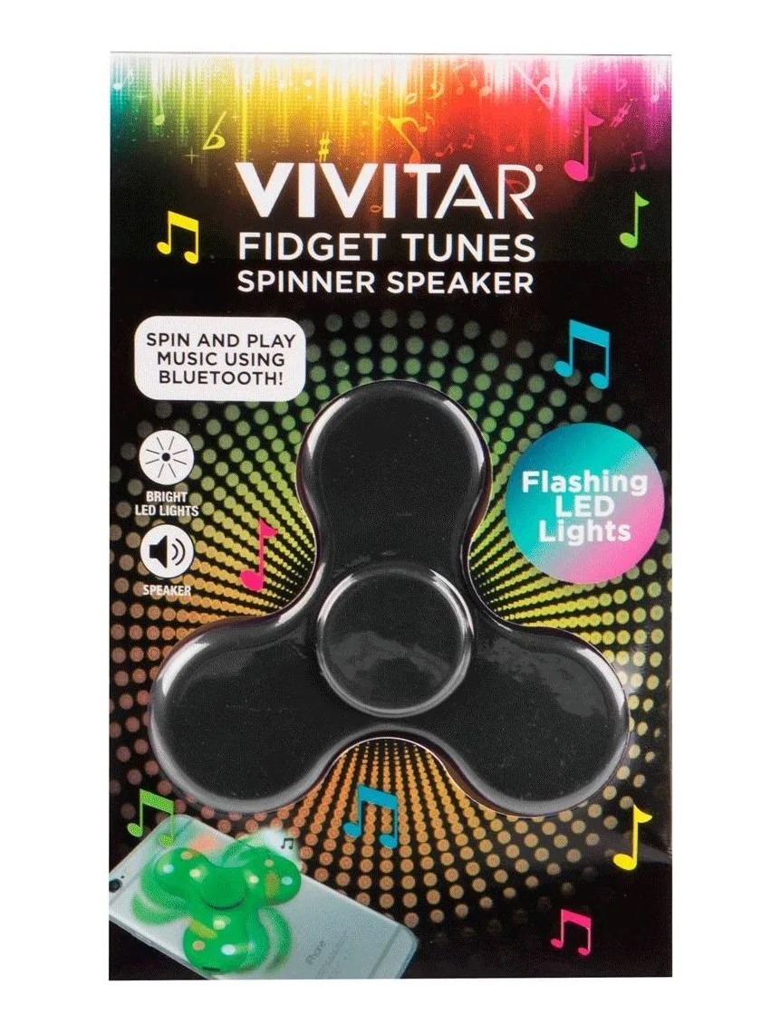 Spinner con Bocina Vivitar VPS900 color Negro Recargable Bluetooth y Luz Led