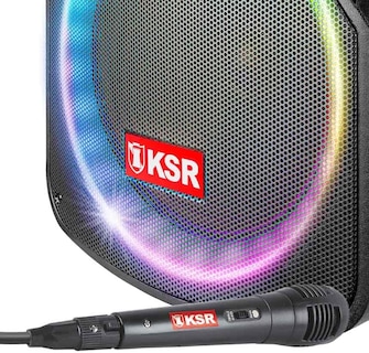 Foto 3 | Bafle 15'' Recargable Usb Bt Micro Sd Luz 1 Mic Ksr color Negro
