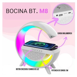 Foto 2 | Bocina Bluetooth Genérica con Cargador Inalámbrico Y Lámpara color Blanco