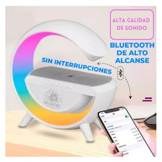 Foto 4 | Bocina Bluetooth Genérica con Cargador Inalámbrico Y Lámpara color Blanco