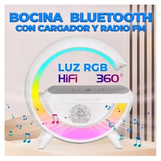 Foto 6 | Bocina Bluetooth Genérica con Cargador Inalámbrico Y Lámpara color Blanco