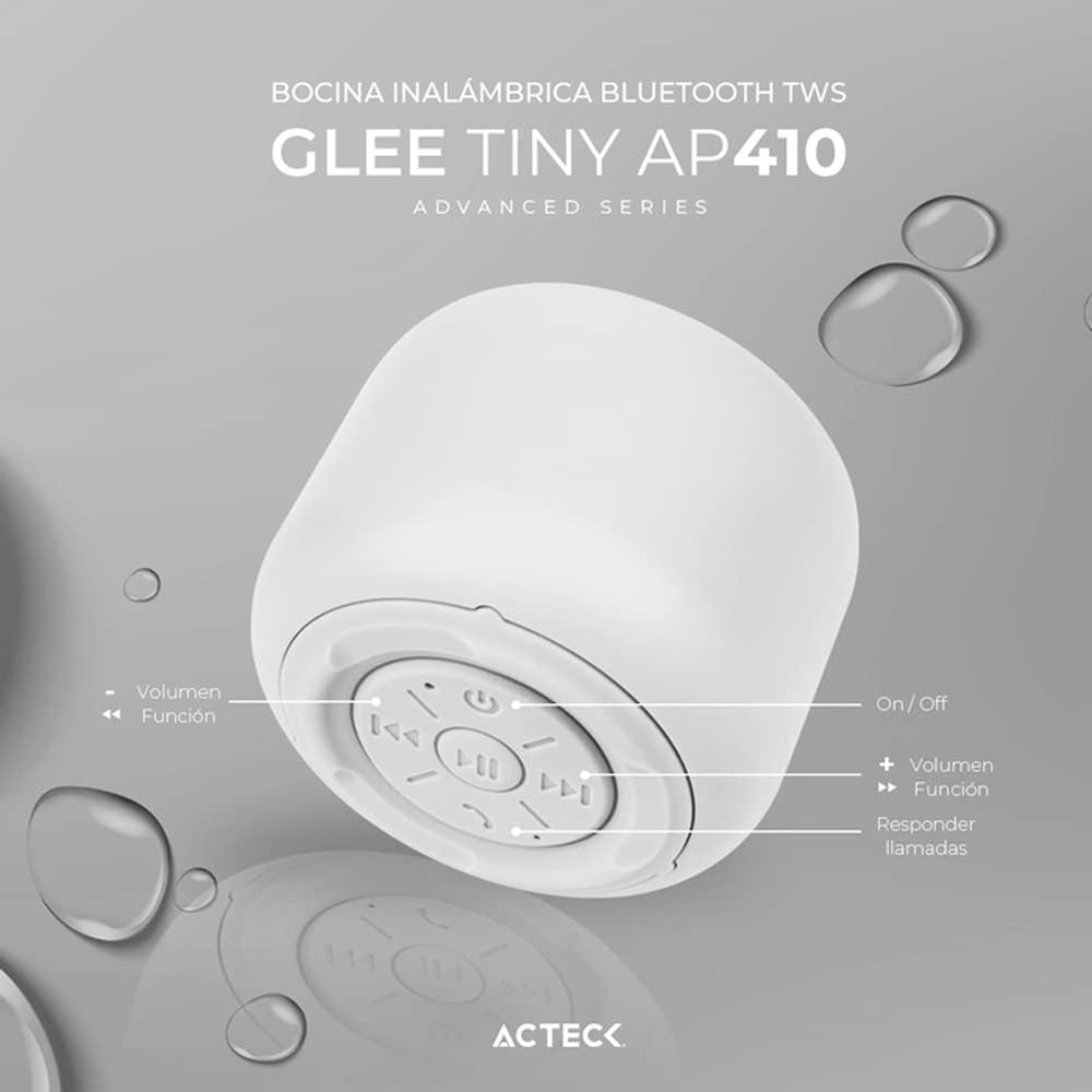 Foto 3 pulgar | Bocina Portátil Acteck Glee Tiny Ap410 Resistente al Agua color Blanco