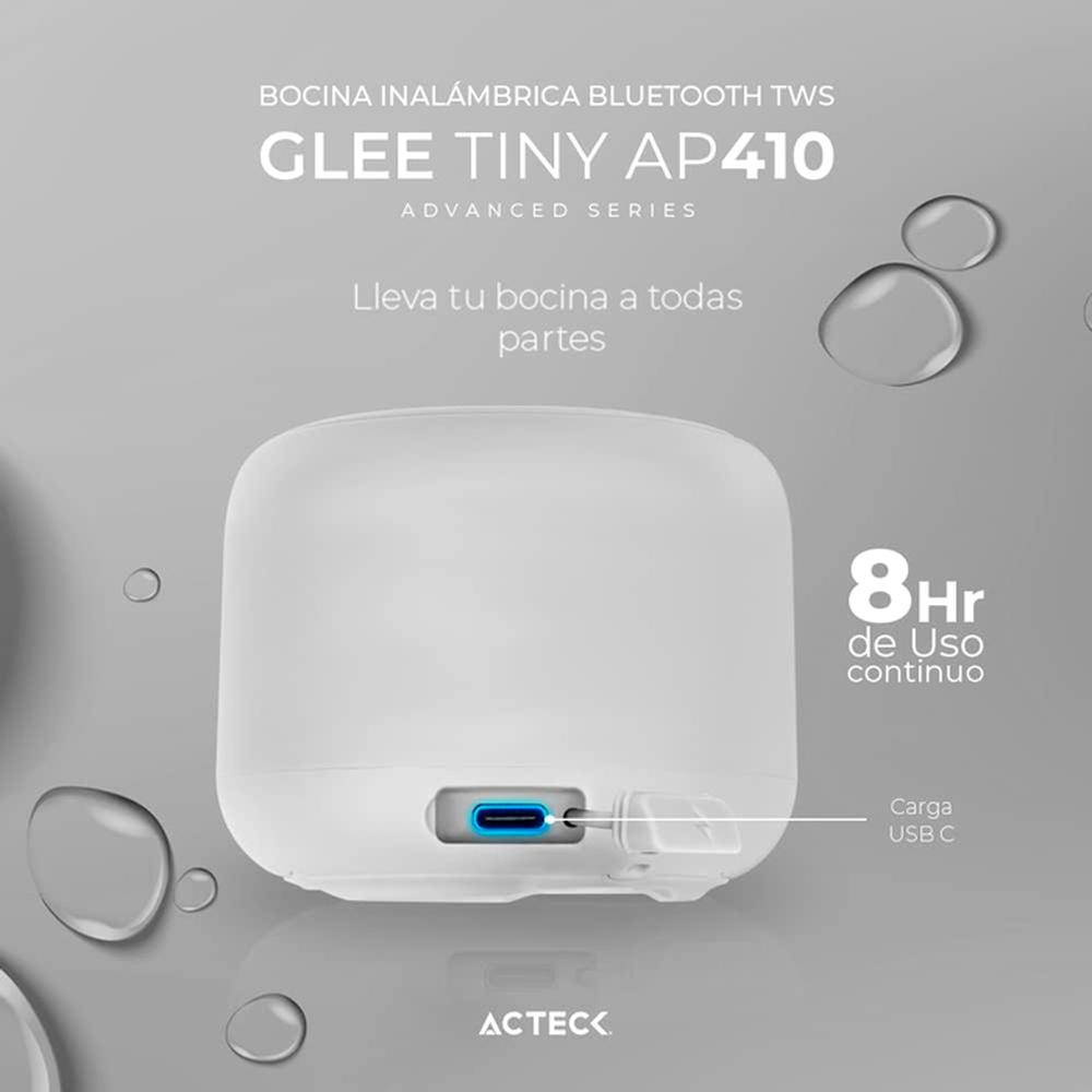 Foto 4 pulgar | Bocina Portátil Acteck Glee Tiny Ap410 Resistente al Agua color Blanco