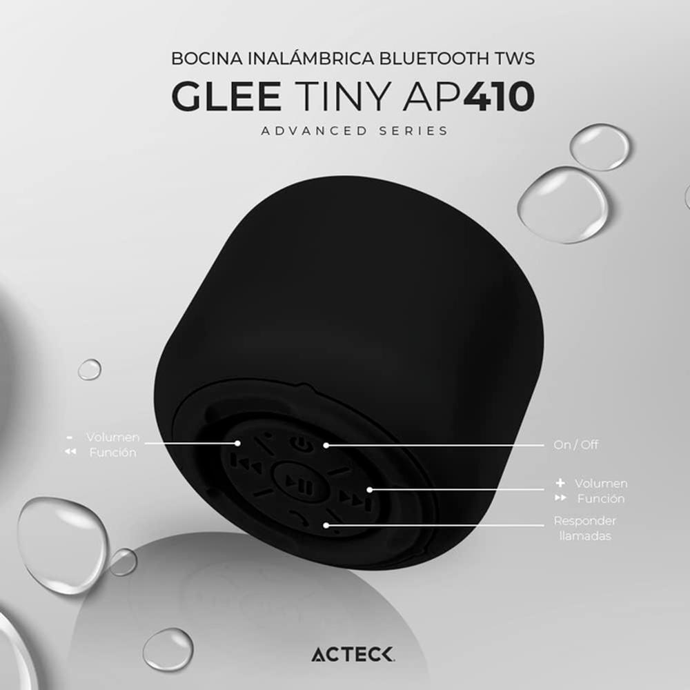 Foto 2 | Bocina Portatil Acteck Glee Tiny Ap410 Resistente al Agua color Negro