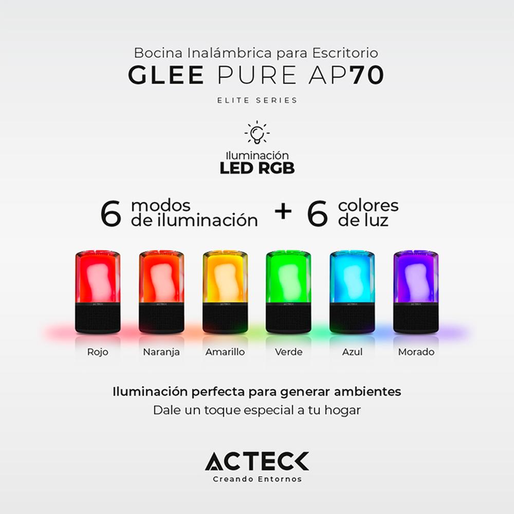 Foto 4 pulgar | Bocina Portátil Acteck Inalámbrica Luz Led color Negro