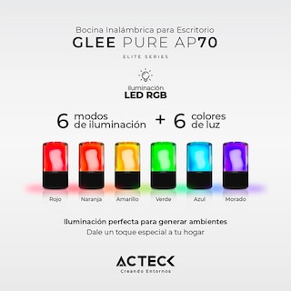 Foto 3 | Bocina Portátil Acteck Inalámbrica Luz Led color Negro