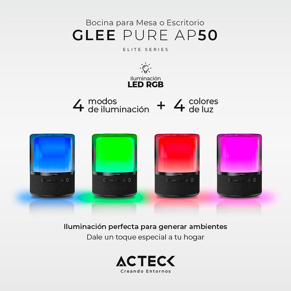 Foto 4 pulgar | Bocina Portátil Acteck Inalámbrica Luz Led color Negro