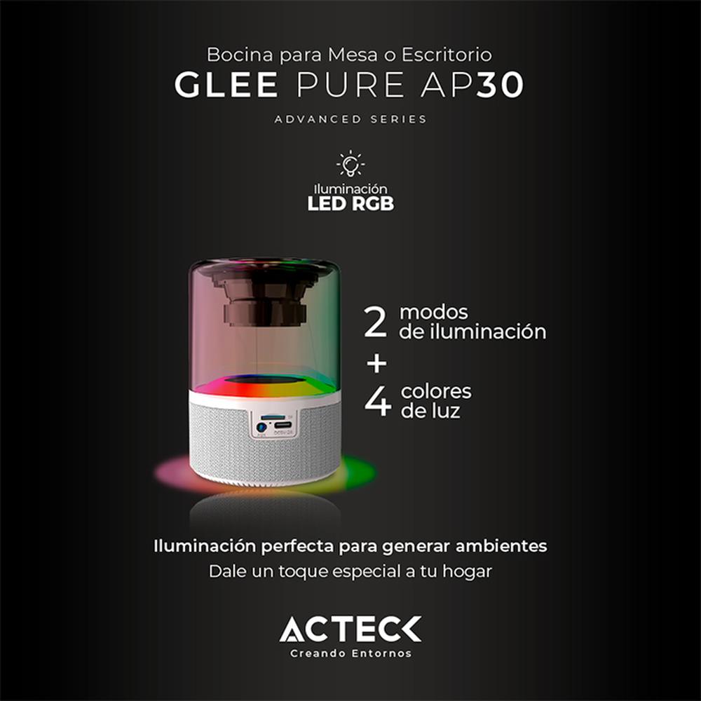 Foto 4 pulgar | Bocina Portátil Acteck Glee Pure Ap30 Inalámbrica Luz Led Tws Ac-936439 color Blanco