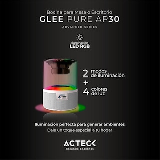 Foto 3 | Bocina Portátil Acteck Glee Pure Ap30 Inalámbrica Luz Led Tws Ac-936439 color Blanco
