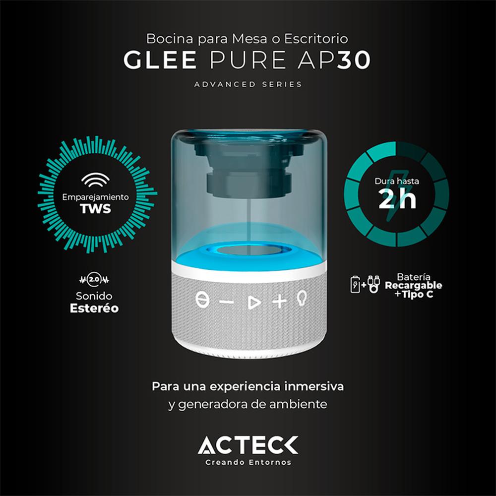 Foto 5 pulgar | Bocina Portátil Acteck Glee Pure Ap30 Inalámbrica Luz Led Tws Ac-936439 color Blanco