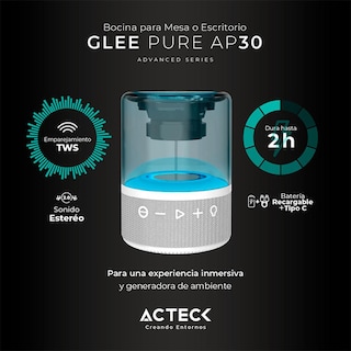 Foto 4 | Bocina Portátil Acteck Glee Pure Ap30 Inalámbrica Luz Led Tws Ac-936439 color Blanco
