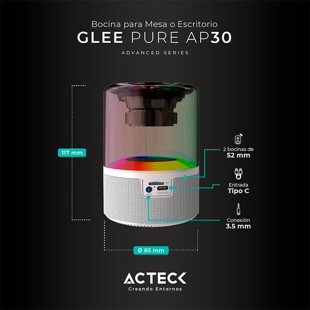 Foto 5 | Bocina Portátil Acteck Glee Pure Ap30 Inalámbrica Luz Led Tws Ac-936439 color Blanco