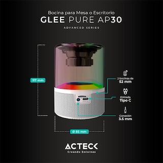 Foto 5 | Bocina Portátil Acteck Glee Pure Ap30 Inalámbrica Luz Led Tws Ac-936439 color Blanco
