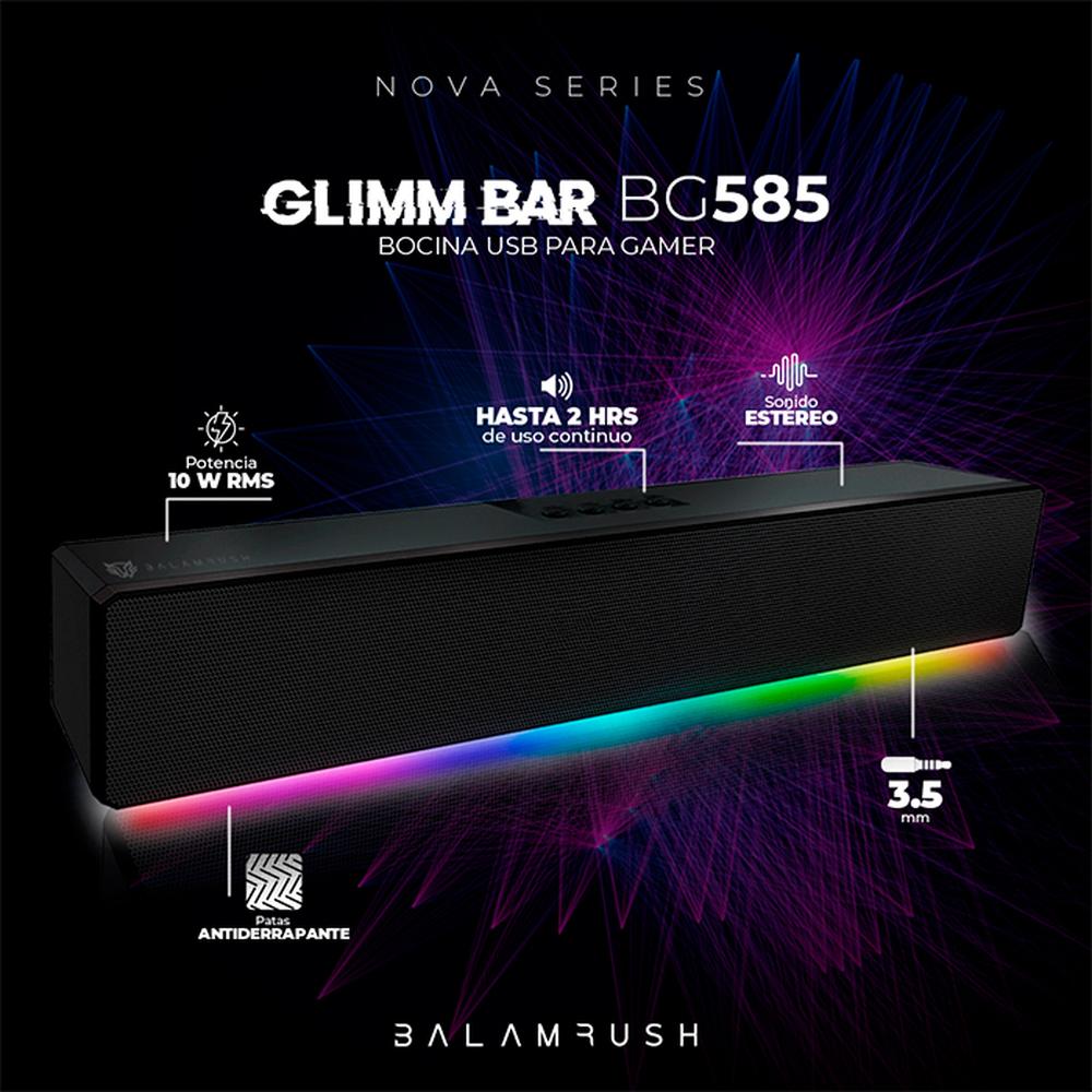 Foto 4 pulgar | Bocina Gamer Balam Rush Glimm Bar Bg585 Led Bluetooth 3.5mm Br-936958 Color Negro