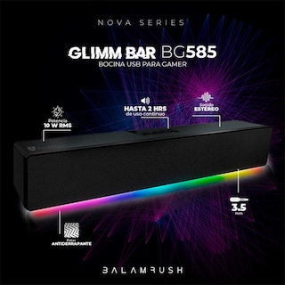 Foto 3 | Bocina Gamer Balam Rush Glimm Bar Bg585 Led Bluetooth 3.5mm Br-936958 Color Negro