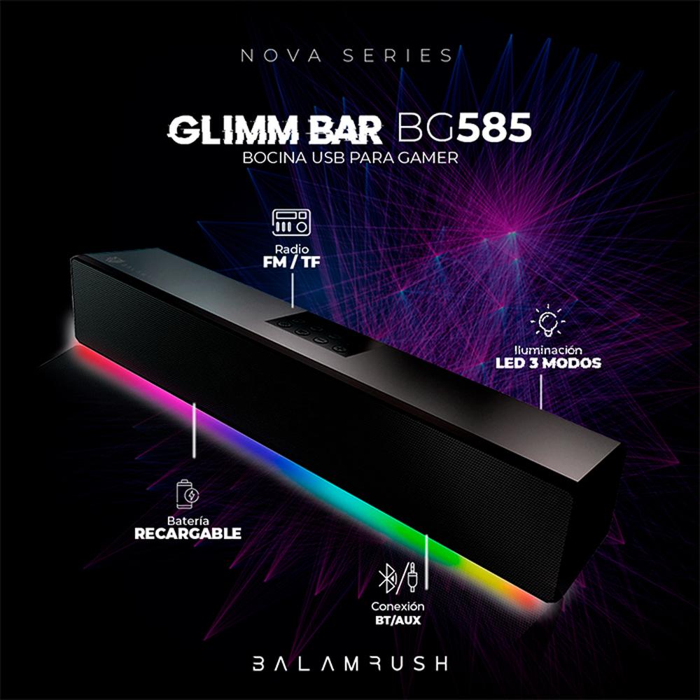 Foto 5 pulgar | Bocina Gamer Balam Rush Glimm Bar Bg585 Led Bluetooth 3.5mm Br-936958 Color Negro