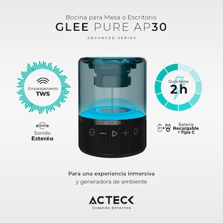 Foto 4 | Bocina Portátil Acteck Glee Pure Ap30 Luz Led Tws Ac-936422 Negro