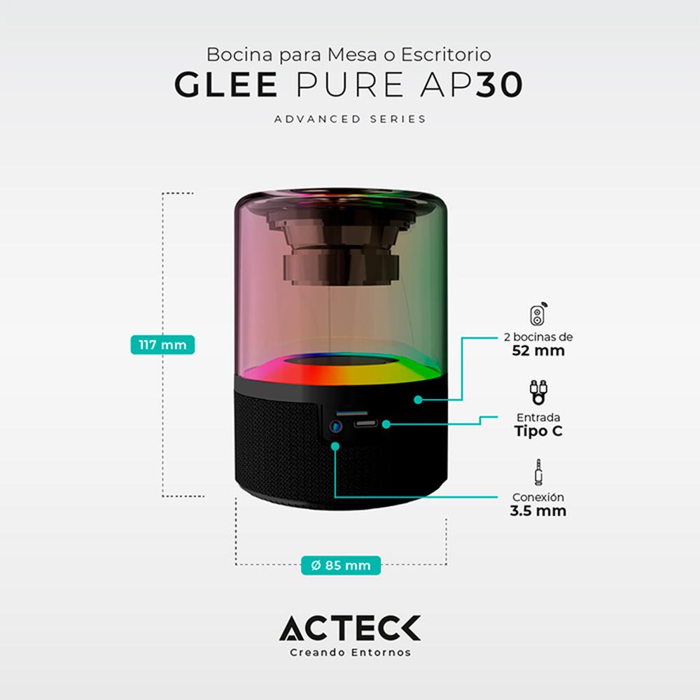 Foto 5 | Bocina Portátil Acteck Glee Pure Ap30 Luz Led Tws Ac-936422 Negro