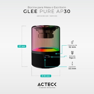 Foto 5 | Bocina Portátil Acteck Glee Pure Ap30 Luz Led Tws Ac-936422 Negro