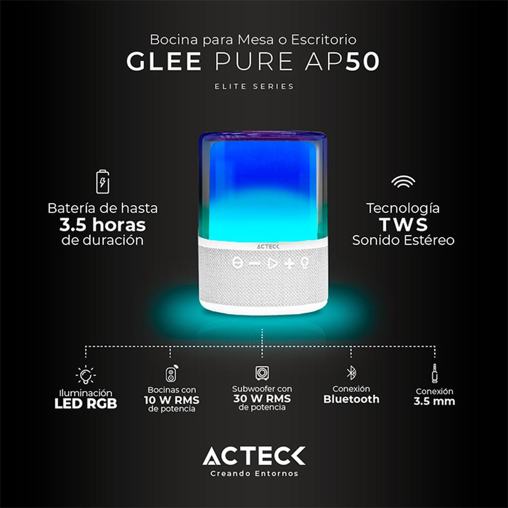 Foto 3 pulgar | Bocina Portatil Acteck Glee Pure Ap50 Inalámbrica Luz Led Tws Ac-936415 Blanco