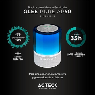 Foto 4 | Bocina Portatil Acteck Glee Pure Ap50 Inalámbrica Luz Led Tws Ac-936415 Blanco