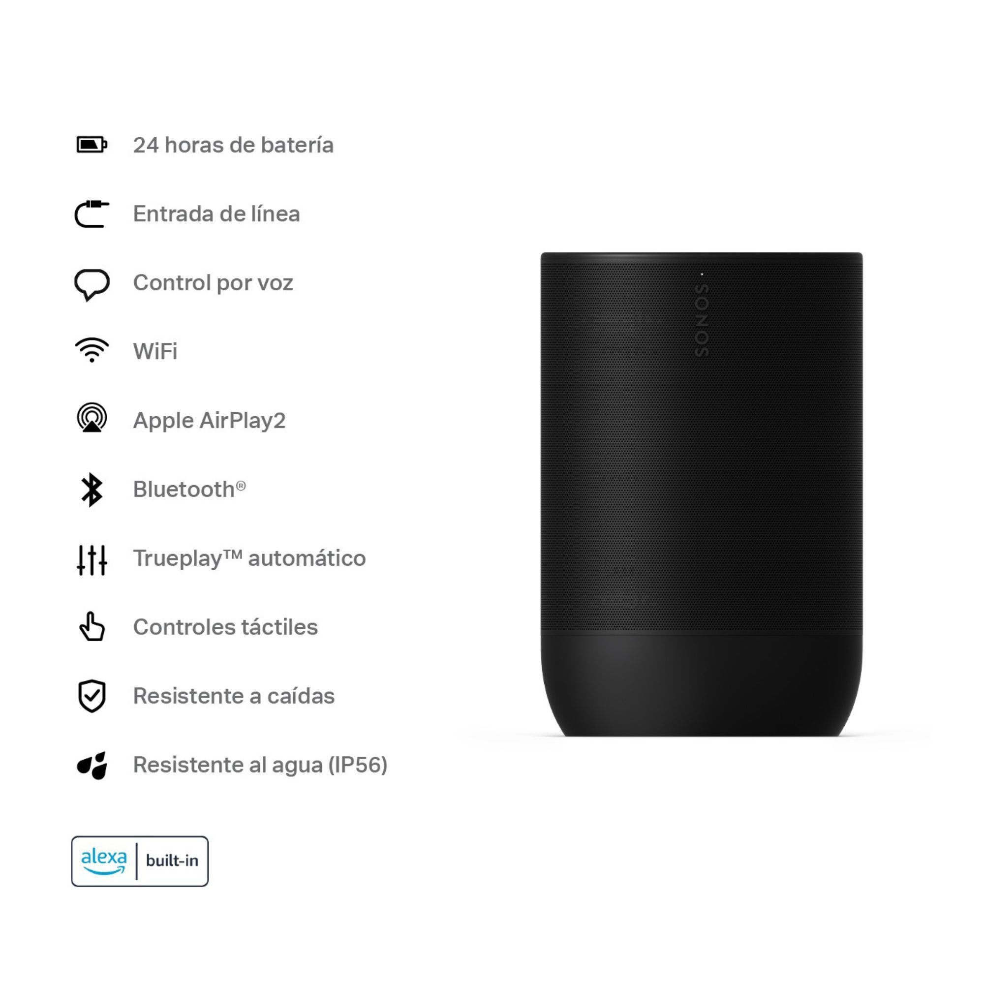 Foto 2 | Bocina Portátil Sonos Move 2 Sonido Estéreo Donde Quieras, Negro.