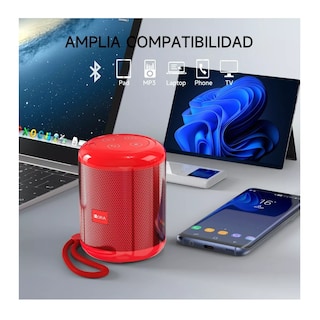 Foto 3 | Mini Bocina Portátil Bluetooth Inalámbrica Altavoz Sd Rojo