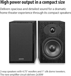Foto 3 | Miniamplificador de Cine en Casa y Par de Altavoces de Estantería Denon D-M41 Negro