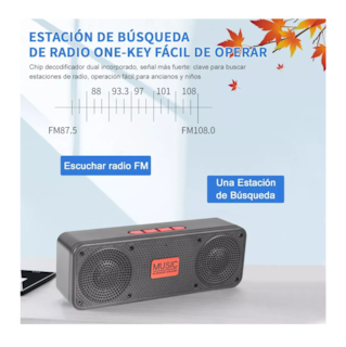 Foto 3 | Bocina Sonido Bluetooth 5.0 Altavoces Portátiles color Rojo