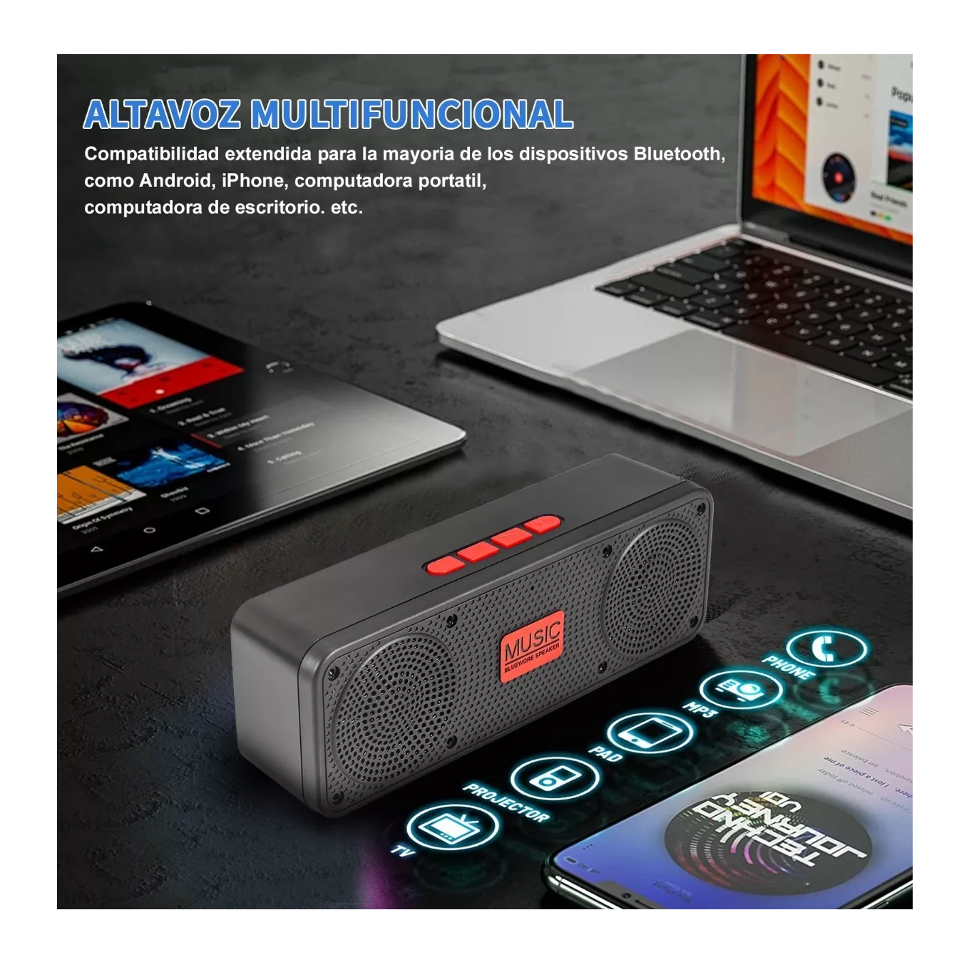 Foto 5 pulgar | Bocina Sonido Bluetooth 5.0 Altavoces Portátiles color Rojo